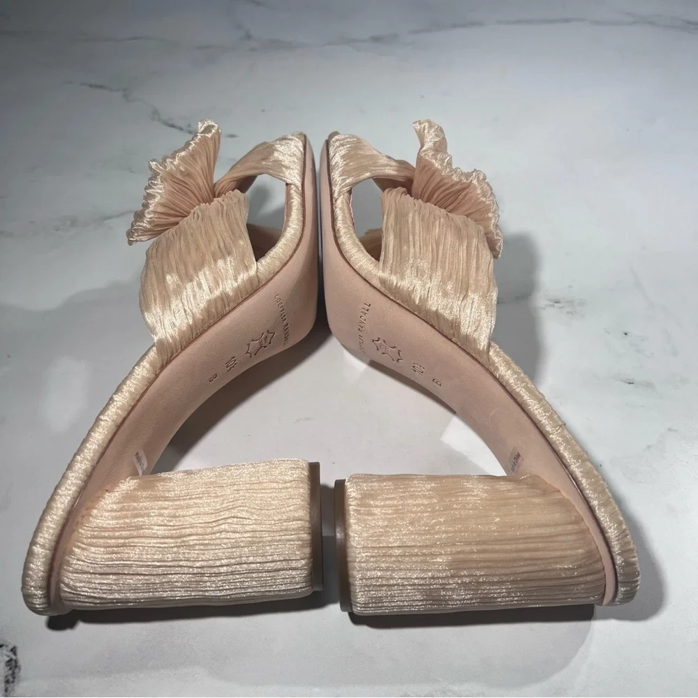 Loeffler Randall Penny Almond Pleated Fabric Knot Mule Heel Sandals - Picture 4 of 8